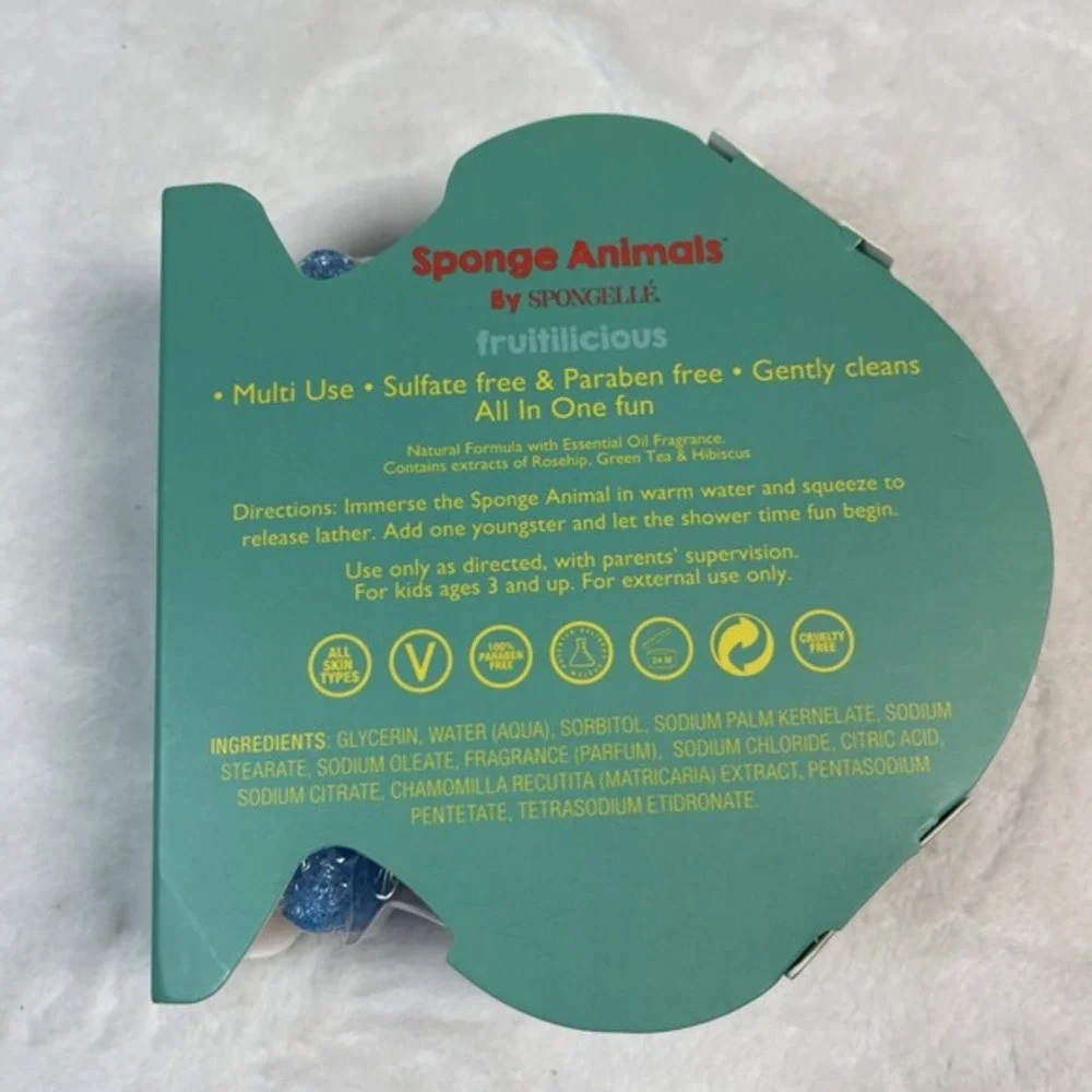 Spongellé Sponge Animals Fish Body Wash Infused Sponge Kids‎ 2.5 oz NEW